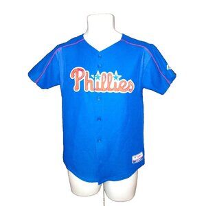 Vintage Philadelphia Phillies Baseball Jersey Blue Youth Large